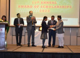 Chairman, National Assembly of Nepal Mr. Ganesh Prasad Timilsina gives Away Pakistan Embassy Scholarships